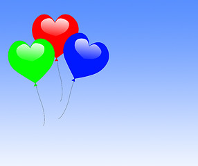 Image showing Colourful Heart Balloons Mean Valentines Day Ball Or Party