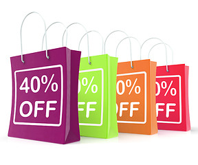 Image showing Forty Percent Off Shopping Bags Shows 40 Reduction