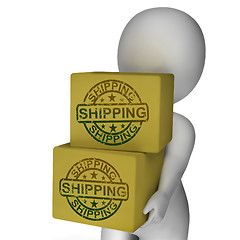 Image showing Shipping Boxes Show Freight Courier And Transportation Of Goods