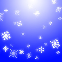 Image showing Snow Flakes Background Shows Seasonal Wallpaper Or Snow Pattern