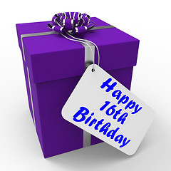 Image showing Happy 16th Birthday Gift Means Congratulations Age Sixteen