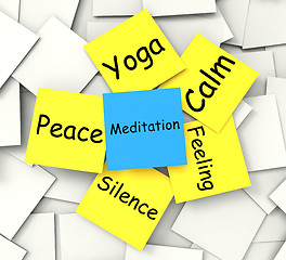 Image showing Meditation Post-It Note Shows Relaxation And Enlightenment