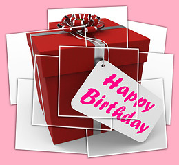 Image showing Happy Birthday Gift Displays Celebrating Age And Years