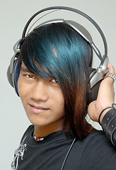 Image showing Asian punker portrait with headphones