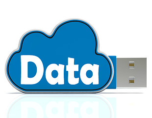 Image showing Data Memory Stick Shows Backing Up To Cloud Storage