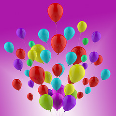 Image showing Floating Colourful Balloons Show Cheerful Party Or Celebration