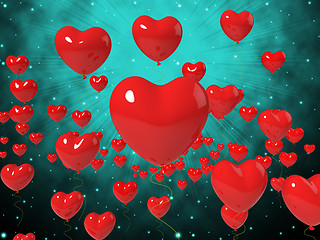 Image showing Heart Balloons On Background Shows High In Love Or Passionate Ro