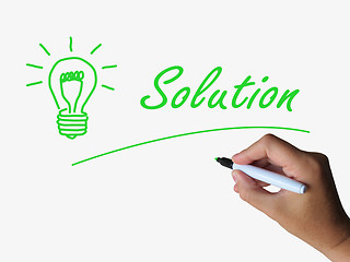 Image showing Solution Lightbulb Shows Solutions Resolutions and Results