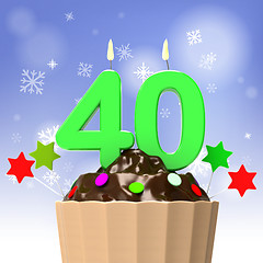 Image showing Forty Candle On Cupcake Shows Special Occasion Or Event