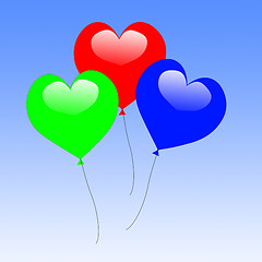 Image showing Colourful Heart Balloons Show Wedding Feast Or Engagement Party