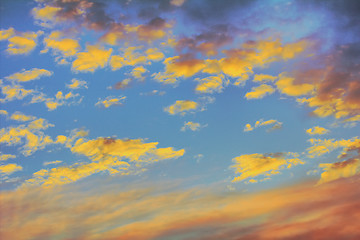 Image showing Arctic window: the bright clouds at sunset