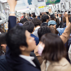 Image showing Passengers traveling by Tokyo metro.