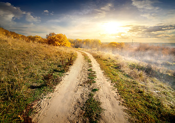 Image showing Country road in fog