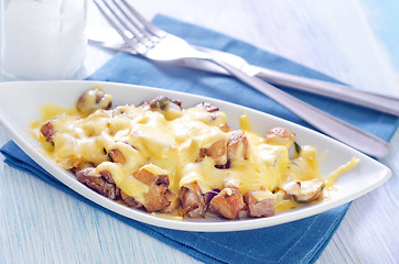 Image showing fried meat with mushroom and cheese