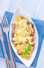 Image showing fried meat with mushroom and cheese