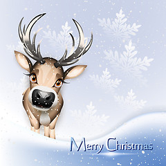 Image showing Christmas card with cute reindeer