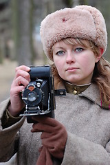 Image showing Soviet war photographer . WWII reenacting