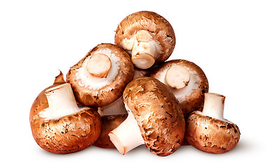 Image showing Pile of fresh brown champignon