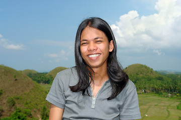 Image showing Portrait of longhaired Asian boy