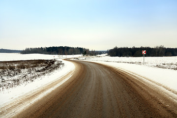 Image showing winter road.  snow