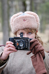 Image showing Soviet war photographer . WWII reenacting