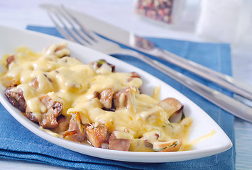 Image showing fried meat with mushroom and cheese