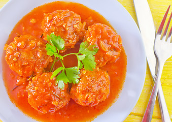 Image showing meat ball with tomato sauce