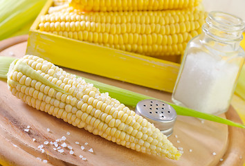 Image showing boiled corn with salt