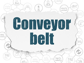 Image showing Manufacuring concept: Conveyor Belt on Torn Paper background