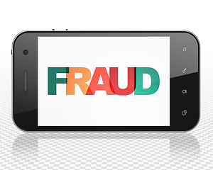 Image showing Protection concept: Smartphone with Fraud on  display