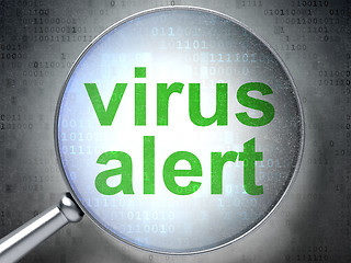 Image showing Security concept: Virus Alert with optical glass