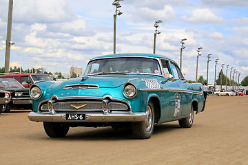 Image showing Turquoise Desoto Firedome Classic Car on a Show