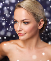 Image showing close up of young woman at bath or sauna
