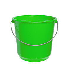 Image showing Single green bucket isolated