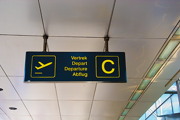 Image showing Multilingual Airport Departure Sign