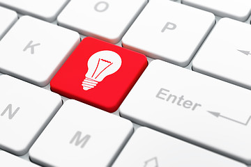 Image showing Business concept: Light Bulb on computer keyboard background