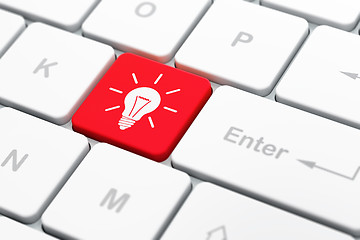 Image showing Business concept: Light Bulb on computer keyboard background