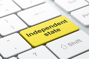 Image showing Political concept: Independent State on computer keyboard background