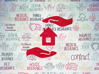 Image showing Insurance concept: House And Palm on Digital Paper background