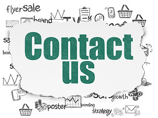 Image showing Marketing concept: Contact Us on Torn Paper background