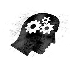 Image showing Studying concept: Head With Gears on Digital background