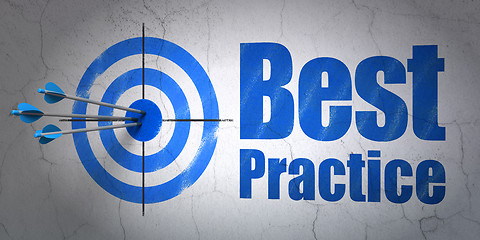 Image showing Studying concept: target and Best Practice on wall background