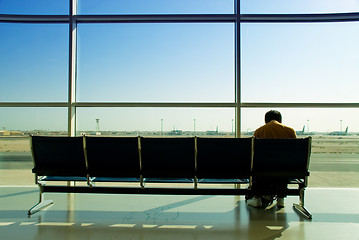 Image showing Lonely airport passenger