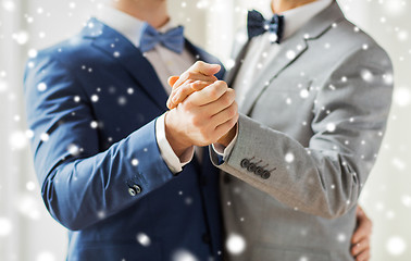 Image showing close up of happy male gay couple dancing