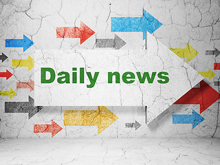 Image showing News concept: arrow with Daily News on grunge wall background