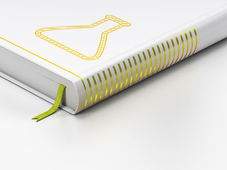 Image showing Science concept: closed book, Flask on white background