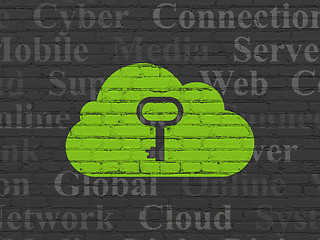 Image showing Cloud networking concept: Cloud With Key on wall background