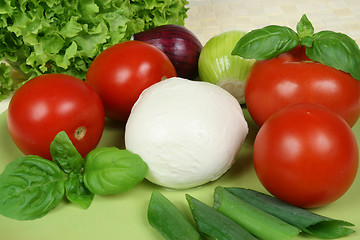 Image showing Tomatos, lettuce, onions