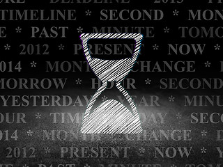 Image showing Time concept: Hourglass in grunge dark room