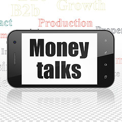 Image showing Business concept: Smartphone with Money Talks on display